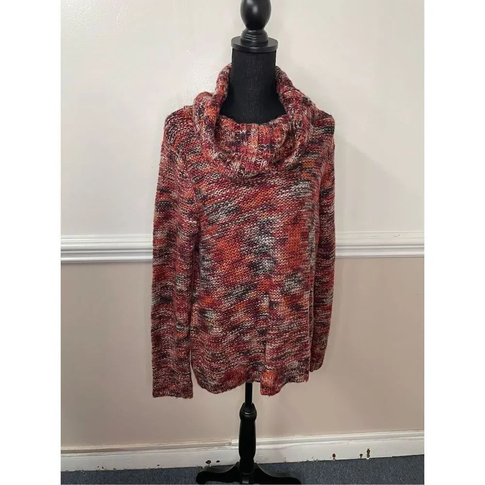 New Directions Multicolored Cowl Neck Sweater Size Large